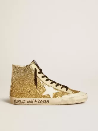 Francy Penstar en dorado brillante con estrella de cuero blanco