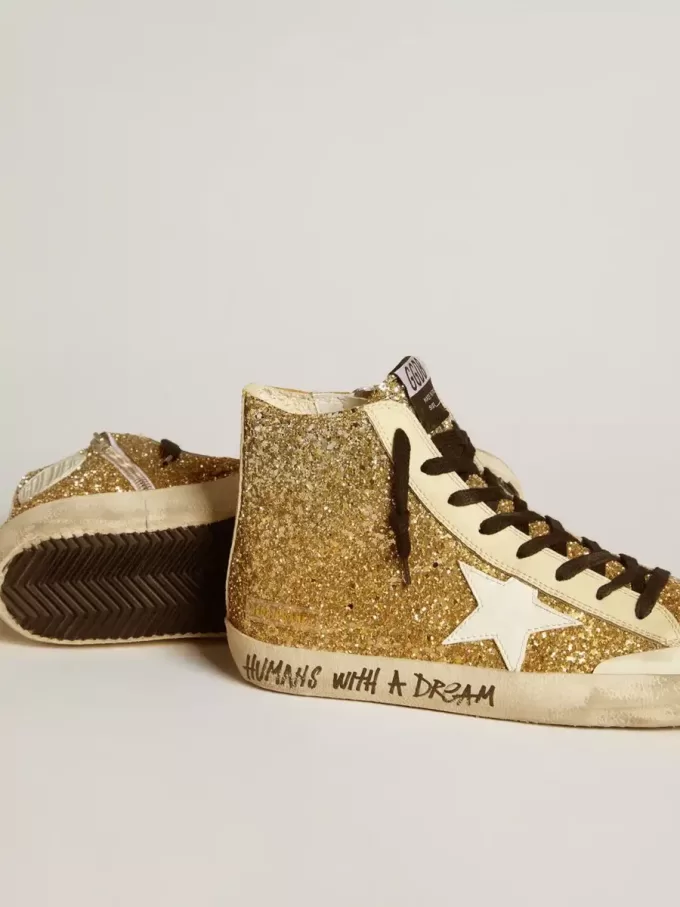 Francy Penstar en dorado brillante con estrella de cuero blanco Francy Penstar en dorado brillante con estrella de cuero blanco