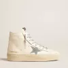 Francy Penstar en piel napa blanca con estrella de ante azul claro Francy Penstar en piel napa blanca con estrella de ante azul claro