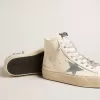 Francy Penstar en piel napa blanca con estrella de ante azul claro Francy Penstar en piel napa blanca con estrella de ante azul claro