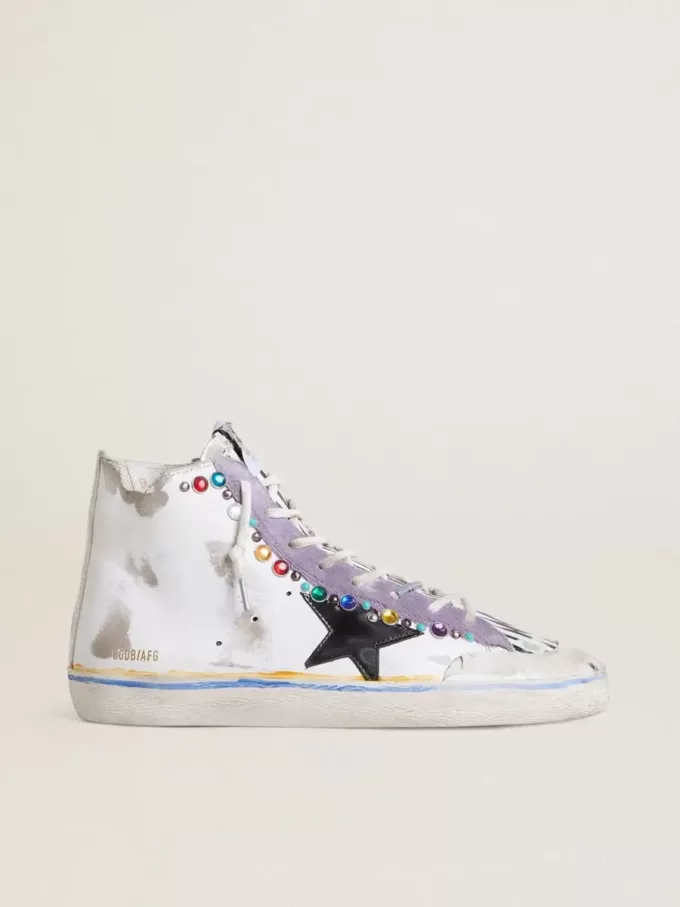 Francy Penstar LAB para mujer con estrella de cuero negro y tachuelas multicolor Francy Penstar LAB para mujer con estrella de cuero negro y tachuelas multicolor