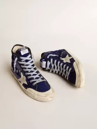 Francy Penstar para hombre en lentejuelas azules con estrella de ante gris hielo