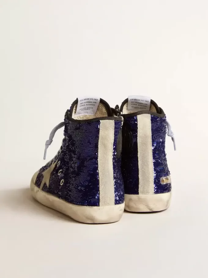 Francy Penstar para hombre en lentejuelas azules con estrella de ante gris hielo Francy Penstar para hombre en lentejuelas azules con estrella de ante gris hielo
