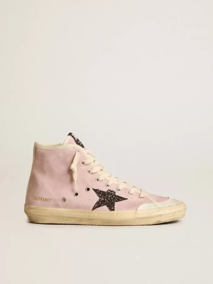 Francy Penstar para mujer en ante rosa con estrella gris brillante Francy Penstar para mujer en ante rosa con estrella gris brillante