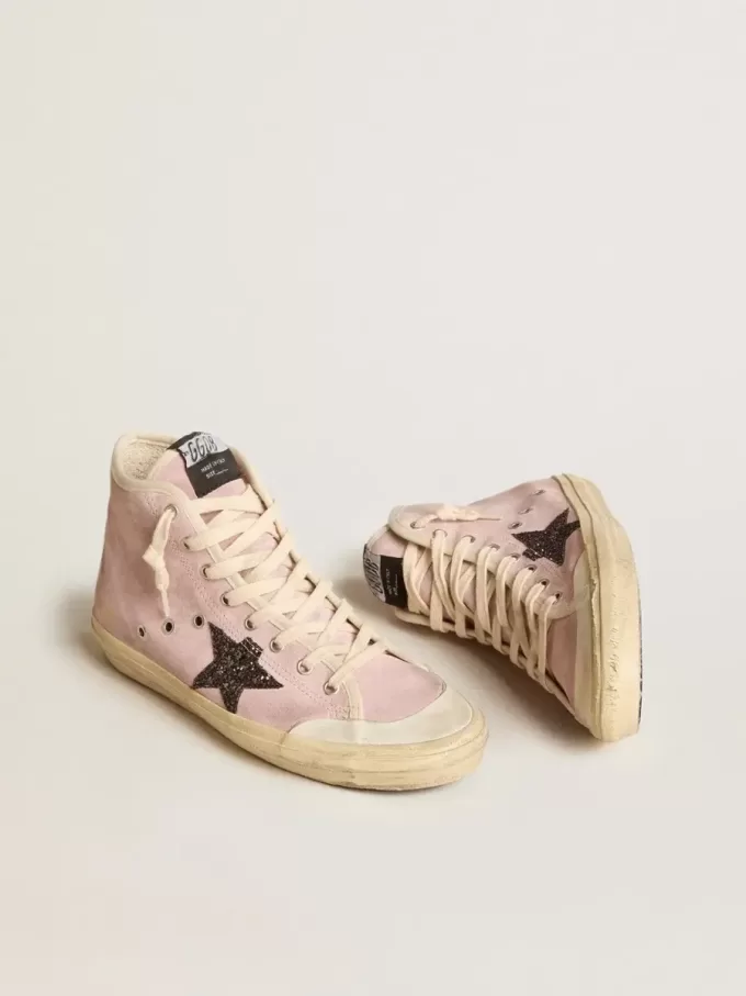 Francy Penstar para mujer en ante rosa con estrella gris brillante Francy Penstar para mujer en ante rosa con estrella gris brillante