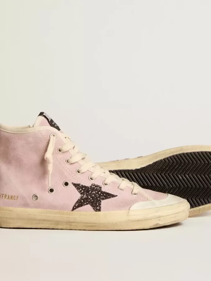 Francy Penstar para mujer en ante rosa con estrella gris brillante Francy Penstar para mujer en ante rosa con estrella gris brillante