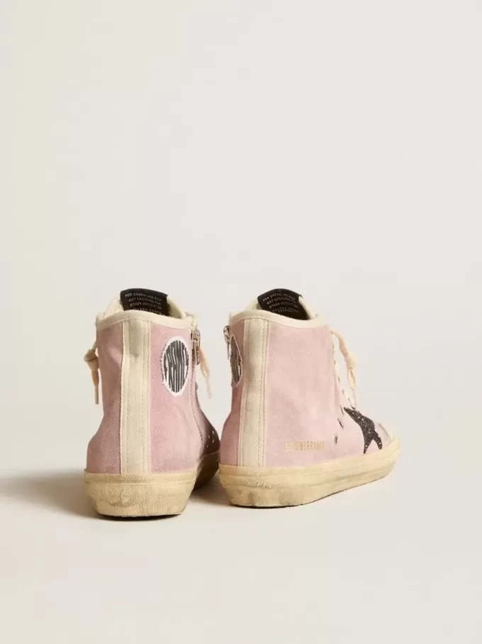 Francy Penstar para mujer en ante rosa con estrella gris brillante Francy Penstar para mujer en ante rosa con estrella gris brillante
