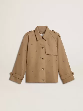 Gabardina oversize para mujer con cristales Gabardina oversize para mujer con cristales