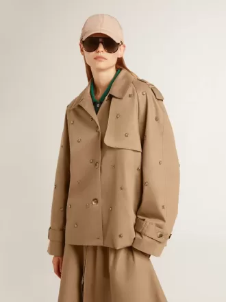 Gabardina oversize para mujer con cristales Gabardina oversize para mujer con cristales