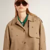 Gabardina oversize para mujer con cristales Gabardina oversize para mujer con cristales