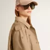 Gabardina oversize para mujer con cristales Gabardina oversize para mujer con cristales