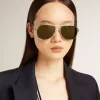 Gafas de sol aviador con montura plateada y lentes verdes Gafas de sol aviador con montura plateada y lentes verdes