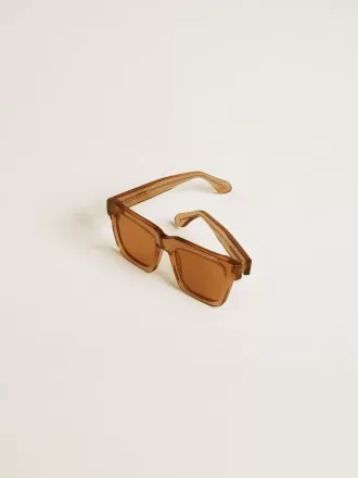 Gafas de sol cuadradas estilo Jamie con montura y lentes color miel