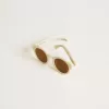 Gafas de sol Panthos de estilo cuadrado con montura beige y detalles dorados