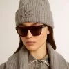 Gorro de lana gris acanalado Gorro de lana gris acanalado