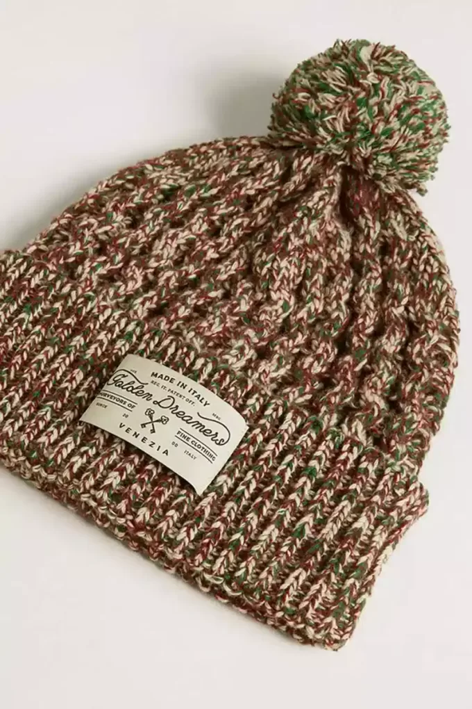 Gorro de lana multicolor con pompón Gorro de lana multicolor con pompón