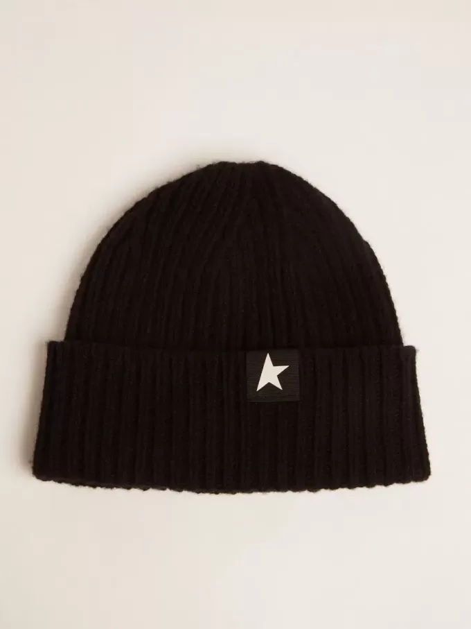 Gorro de lana negro con estrella blanca Gorro de lana negro con estrella blanca