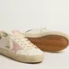 Hi Star en piel blanca con estrella de ante rosa y lengüeta del talón con purpurina rosa Hi Star en piel blanca con estrella de ante rosa y lengüeta del talón con purpurina rosa