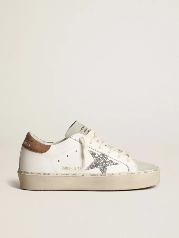 Hi Star para mujer con estrella plateada brillante y lengüeta del talón en nubuck gris paloma Hi Star para mujer con estrella plateada brillante y lengüeta del talón en nubuck gris paloma