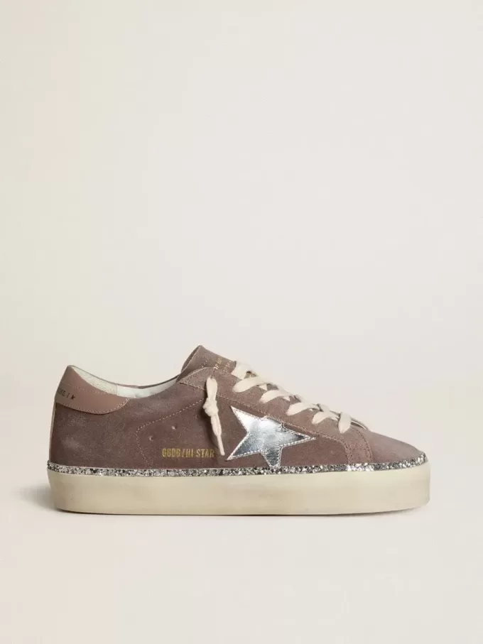 Hi Star para mujer en ante con estrella de piel plateada y lengüeta de piel en el talón Hi Star para mujer en ante con estrella de piel plateada y lengüeta de piel en el talón