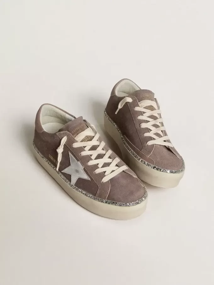 Hi Star para mujer en ante con estrella de piel plateada y lengüeta de piel en el talón Hi Star para mujer en ante con estrella de piel plateada y lengüeta de piel en el talón