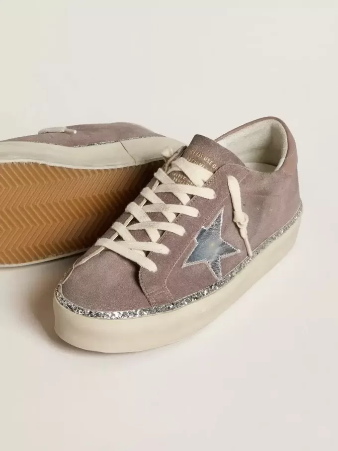 Hi Star para mujer en ante con estrella de piel plateada y lengüeta de piel en el talón Hi Star para mujer en ante con estrella de piel plateada y lengüeta de piel en el talón