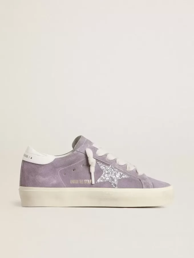 Hi Star para mujer en ante morado con estrella plateada brillante Hi Star para mujer en ante morado con estrella plateada brillante