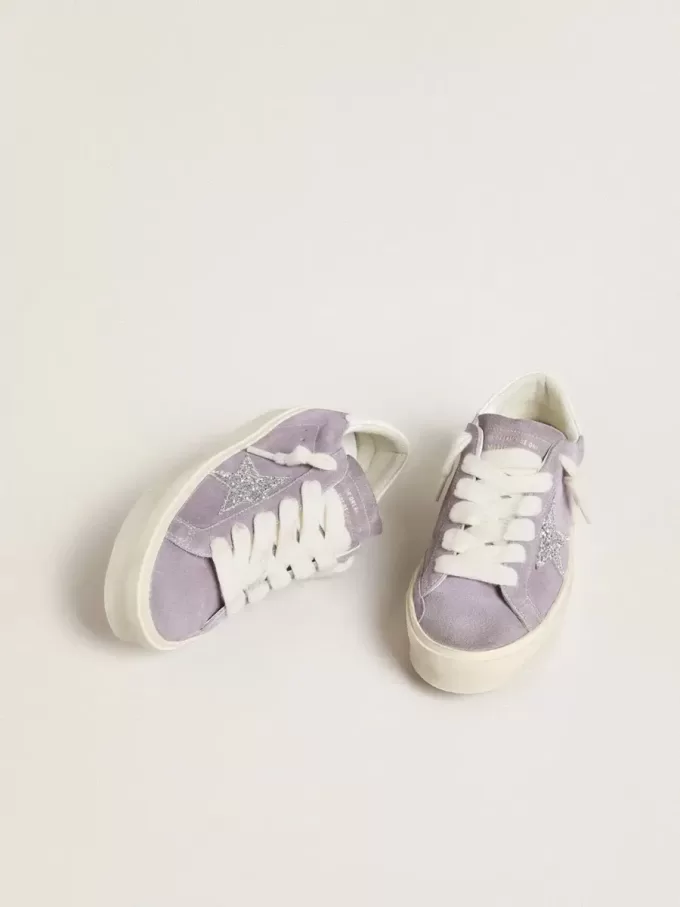 Hi Star para mujer en ante morado con estrella plateada brillante Hi Star para mujer en ante morado con estrella plateada brillante