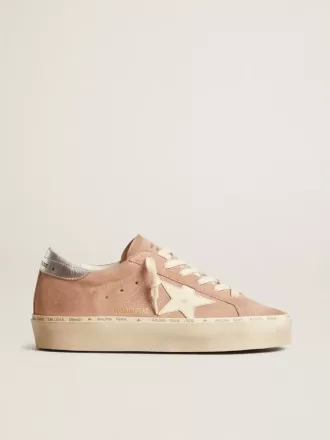 Hi Star para mujer en ante rosa con estrella color crema y lengüeta del talón en piel plateada