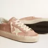 Hi Star para mujer en ante rosa con estrella color crema y lengüeta del talón en piel plateada Hi Star para mujer en ante rosa con estrella color crema y lengüeta del talón en piel plateada