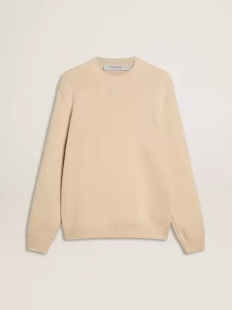 Jersey beige de cuello redondo para hombre con las letras «Golden» en la espalda