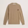 Jersey beige para hombre con logotipo bordado Jersey beige para hombre con logotipo bordado