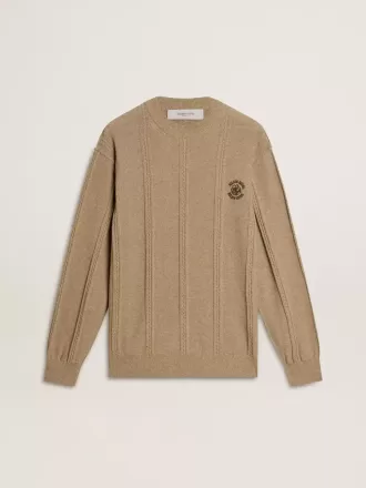 Jersey beige para hombre con logotipo bordado