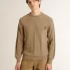 Jersey beige para hombre con logotipo bordado Jersey beige para hombre con logotipo bordado
