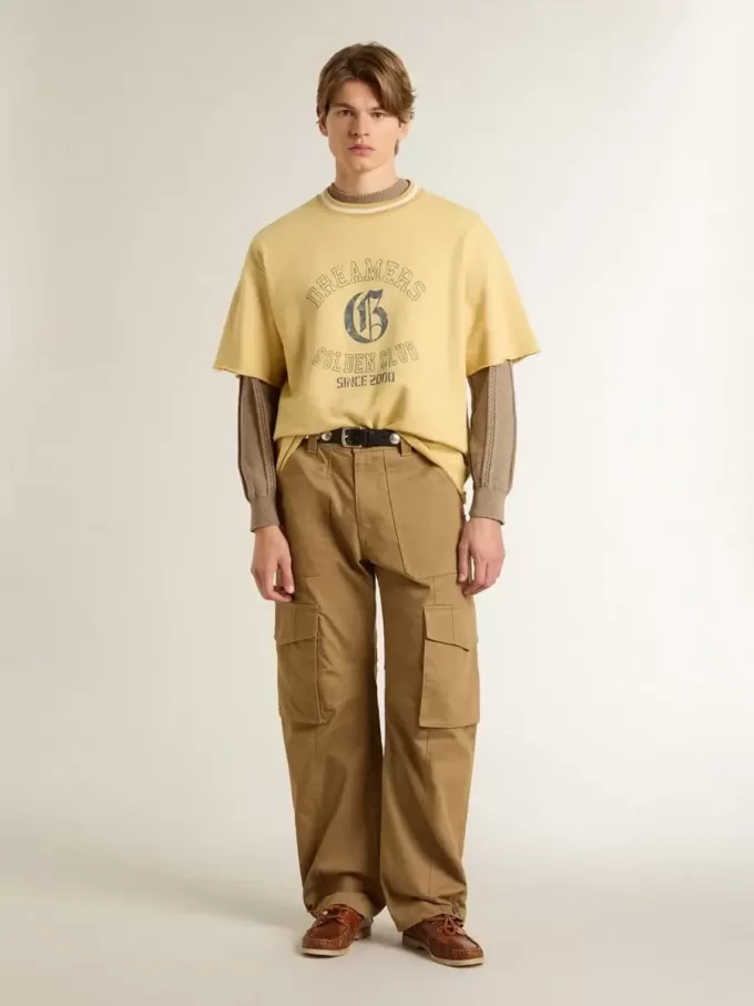 Jersey beige para hombre con logotipo bordado Jersey beige para hombre con logotipo bordado