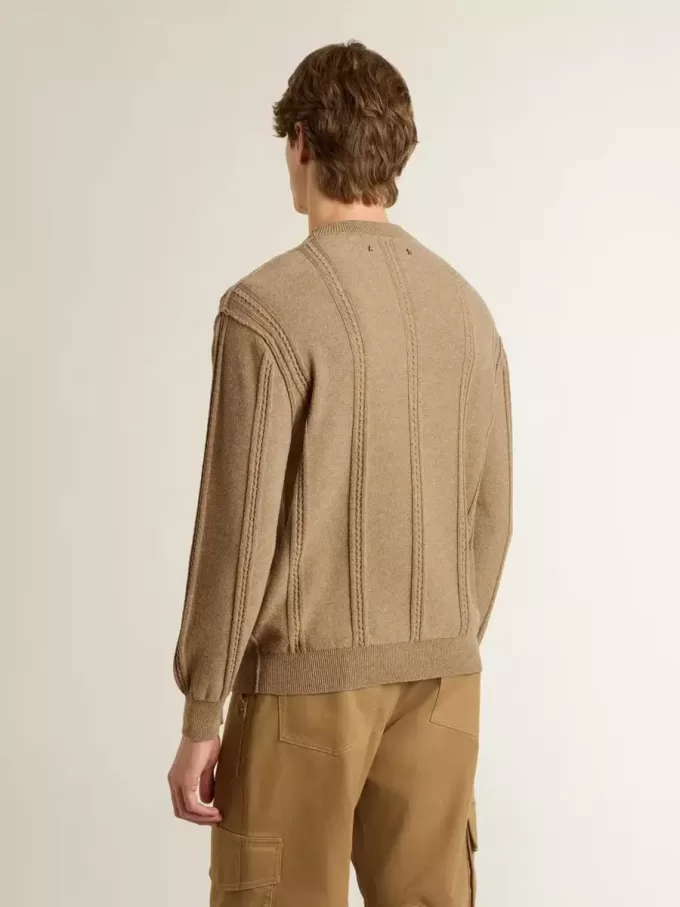 Jersey beige para hombre con logotipo bordado Jersey beige para hombre con logotipo bordado