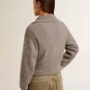 Jersey corto de mujer en lana gris jaspeada con lentejuelas Jersey corto de mujer en lana gris jaspeada con lentejuelas
