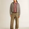 Jersey corto de mujer en lana gris jaspeada con lentejuelas Jersey corto de mujer en lana gris jaspeada con lentejuelas