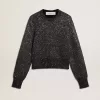 Jersey corto de mujer en mezcla de lana negra con lentejuelas por toda la prenda Jersey corto de mujer en mezcla de lana negra con lentejuelas por toda la prenda