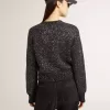Jersey corto de mujer en mezcla de lana negra con lentejuelas por toda la prenda Jersey corto de mujer en mezcla de lana negra con lentejuelas por toda la prenda
