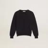 Jersey de cuello redondo en algodón azul oscuro