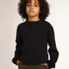 Jersey de cuello redondo en algodón azul oscuro