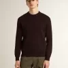 Jersey de cuello redondo marrón para hombre con las letras «Golden» en la espalda Jersey de cuello redondo marrón para hombre con las letras «Golden» en la espalda
