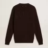 Jersey de cuello redondo marrón para hombre con las letras «Golden» en la espalda Jersey de cuello redondo marrón para hombre con las letras «Golden» en la espalda