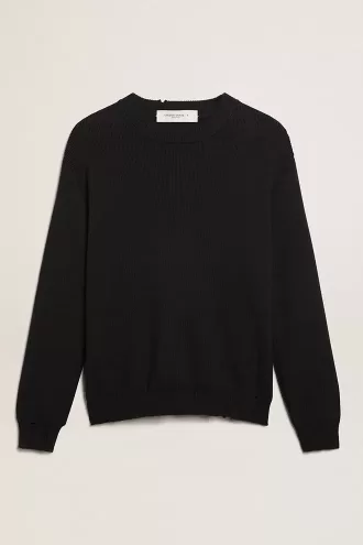 Jersey de cuello redondo para hombre en algodón azul oscuro