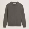 Jersey de cuello redondo para hombre en algodón gris oscuro con logotipo en la espalda Jersey de cuello redondo para hombre en algodón gris oscuro con logotipo en la espalda