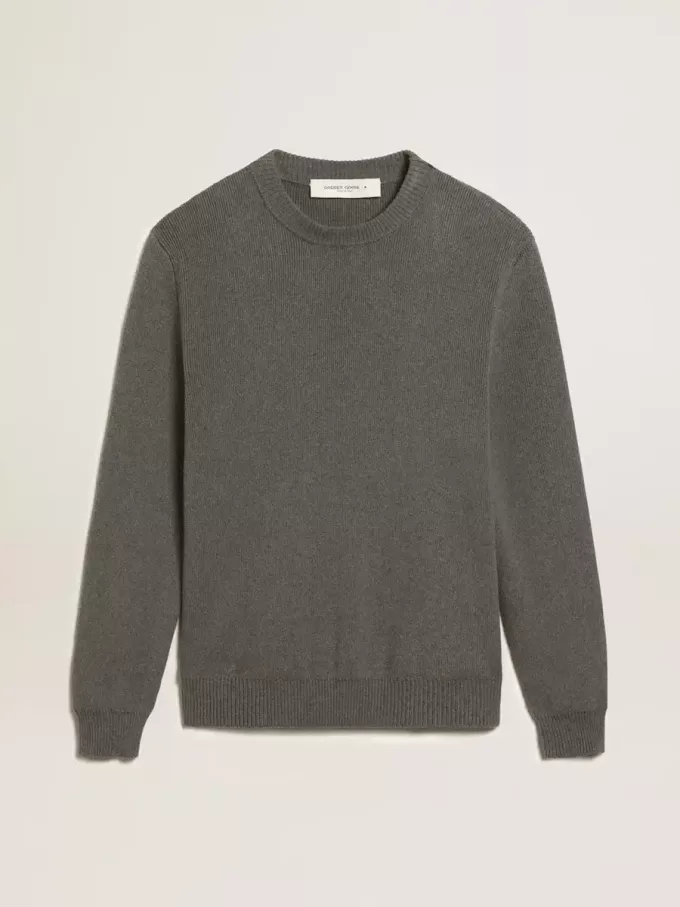 Jersey de cuello redondo para hombre en algodón gris oscuro con logotipo en la espalda Jersey de cuello redondo para hombre en algodón gris oscuro con logotipo en la espalda