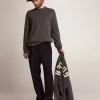 Jersey de cuello redondo para hombre en algodón gris oscuro con logotipo en la espalda Jersey de cuello redondo para hombre en algodón gris oscuro con logotipo en la espalda