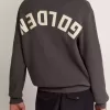 Jersey de cuello redondo para hombre en algodón gris oscuro con logotipo en la espalda Jersey de cuello redondo para hombre en algodón gris oscuro con logotipo en la espalda