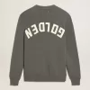 Jersey de cuello redondo para hombre en algodón gris oscuro con logotipo en la espalda Jersey de cuello redondo para hombre en algodón gris oscuro con logotipo en la espalda